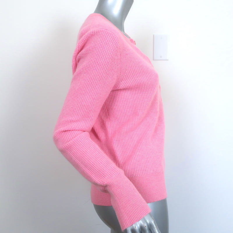 White + Warren Cashmere Henley Sweater Pink Waffle Knit Size Medium