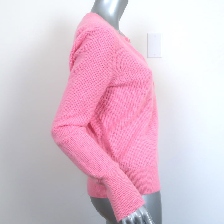 White + Warren Cashmere Henley Sweater Pink Waffle Knit Size Medium