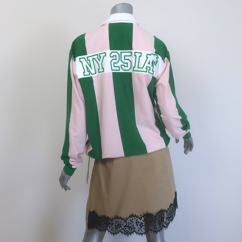 3.1 Phillip Lim Rugby Combo Lace-Trim Mini Dress Green/Blush Size Small NEW