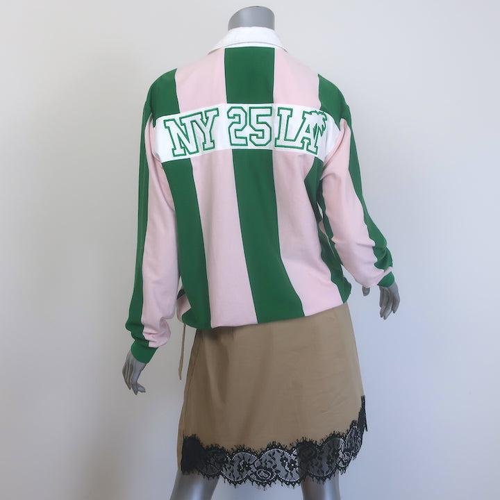 3.1 Phillip Lim Rugby Combo Lace-Trim Mini Dress Green/Blush Size Small NEW