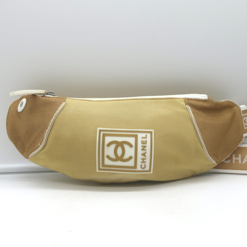Chanel 2005 Sports Line CC Belt Bag Gold Fabric &amp; Mesh