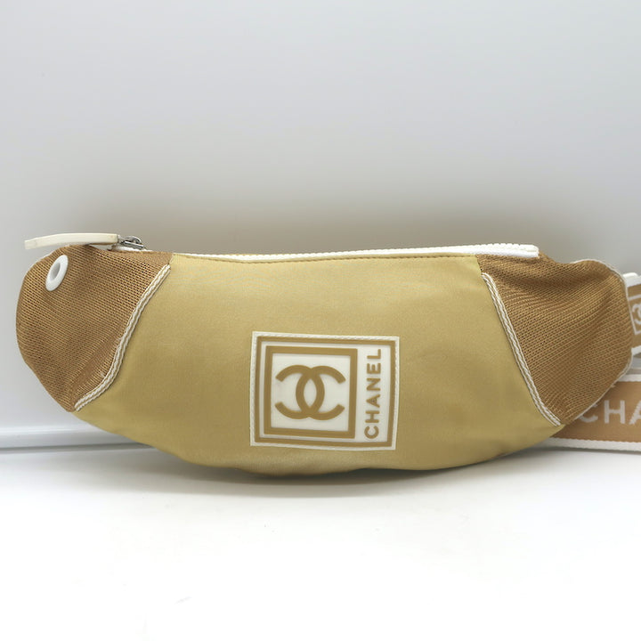 Chanel 2005 Sports Line CC Belt Bag Gold Fabric &amp; Mesh