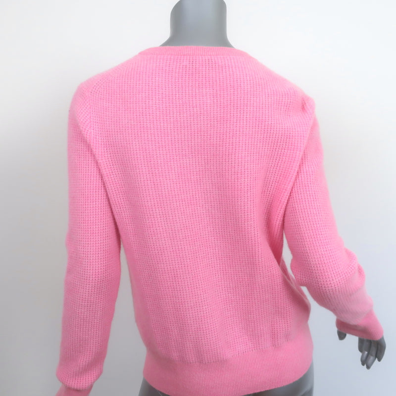 White + Warren Cashmere Henley Sweater Pink Waffle Knit Size Medium