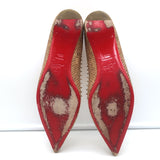 Christian Louboutin Anjalina Studded Snake-Effect Cork Flats Tan Size 39.5