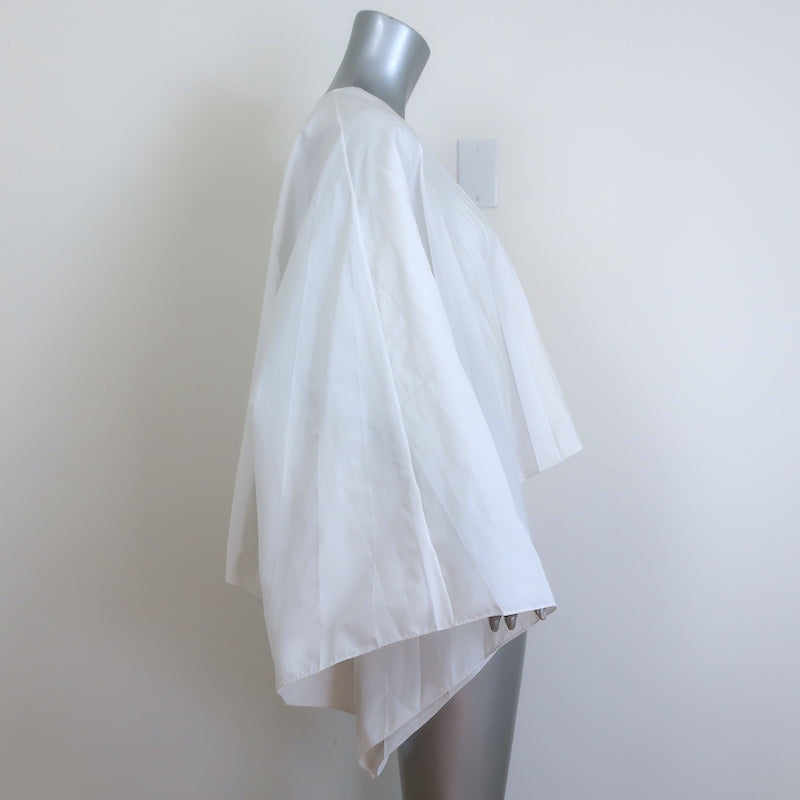 Valentino Pleated Cape Top White Cotton-Blend Size 44