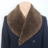 Alexander McQueen Shearling-Collar Peacoat Navy Wool-Cashmere Size 50