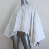 Valentino Pleated Cape Top White Cotton-Blend Size 44