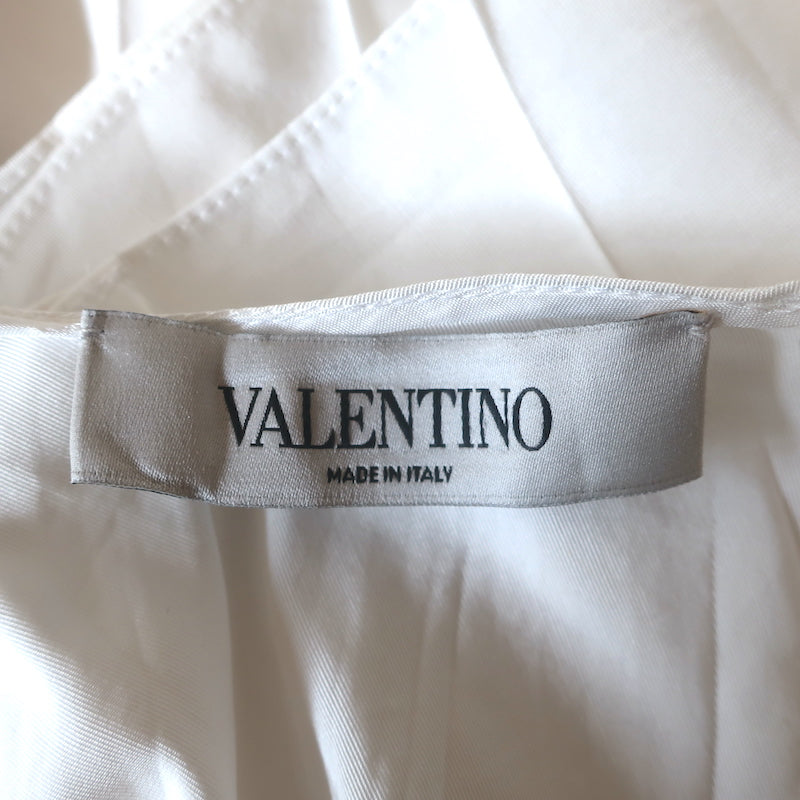 Valentino Pleated Cape Top White Cotton-Blend Size 44