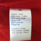 Sonia Rykiel Blazer Red Cotton-Wool Size 34 Three Button Jacket