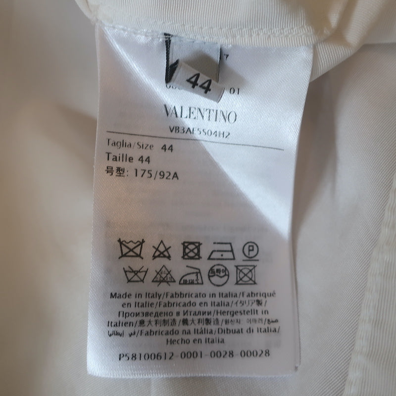 Valentino Pleated Cape Top White Cotton-Blend Size 44