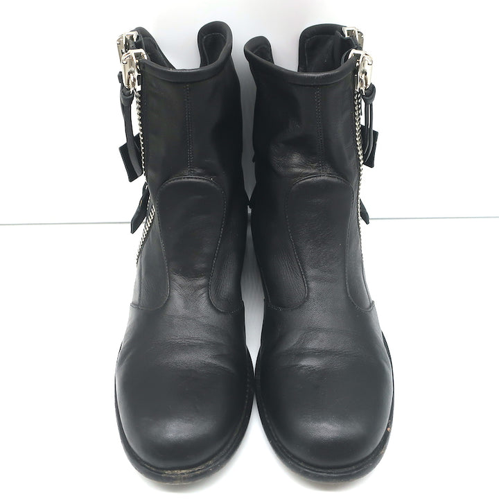 Giuseppe Zanotti Zipper Moto Boots Black Leather Size 39 Flat Ankle Boots