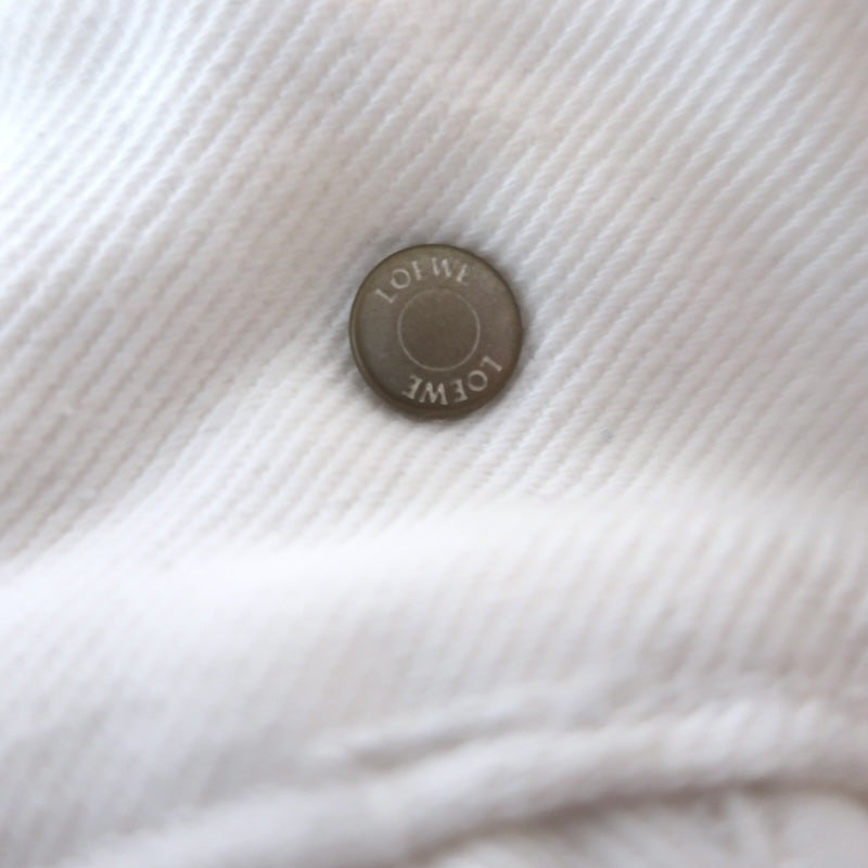 Loewe branded metal rivet on white denim Sz 34