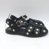 Freda Salvador Sera Fisherman Sandals Black Leather Size 7.5
