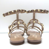 Valentino Rockstud Caged Ankle Strap Sandals Poudre Leather Size 39.5