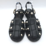 Freda Salvador Sera Fisherman Sandals Black Leather Size 7.5