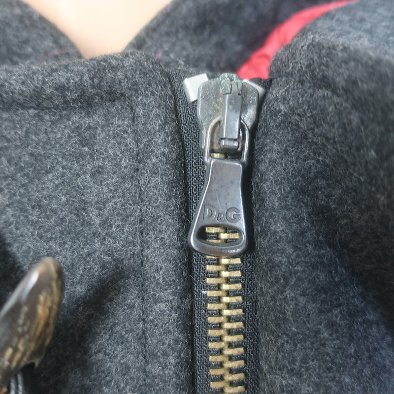 D&amp;G Dolce &amp; Gabbana Hooded Duffle Coat Charcoal Virgin Wool Felt Size 50