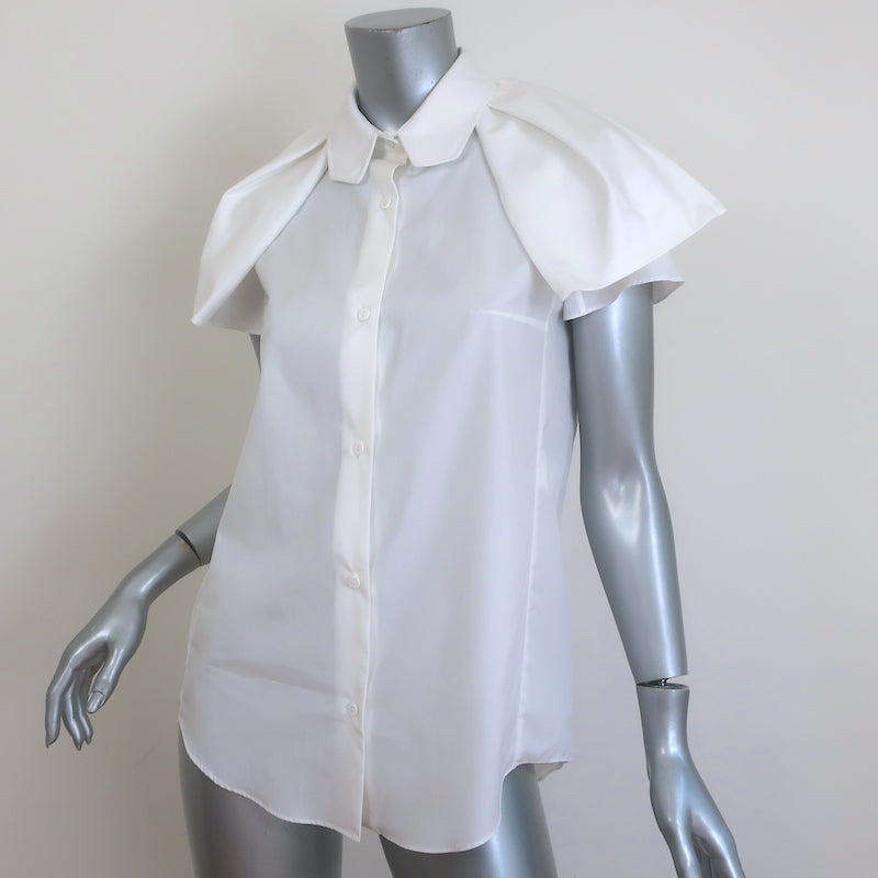 Carven Button Down Shirt White Cotton Size 38 Short Sleeve Blouse