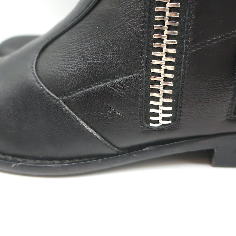 Giuseppe Zanotti Zipper Moto Boots Black Leather Size 39 Flat Ankle Boots