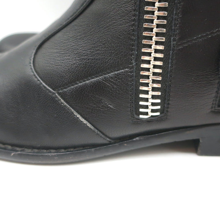Giuseppe Zanotti Zipper Moto Boots Black Leather Size 39 Flat Ankle Boots