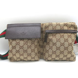 Gucci GG Monogram Canvas Double Pocket Belt Bag Brown