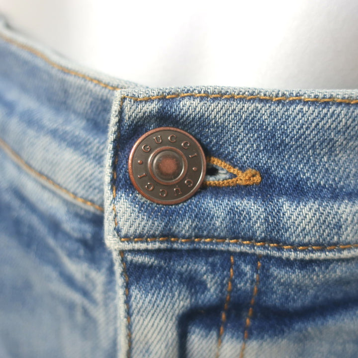 Gucci Horsebit-Embellished High Waist Skinny Jeans Blue Stretch Denim Size 29
