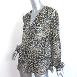 Nili Lotan Leopard Print Silk Blouse Size Medium Long Sleeve Top