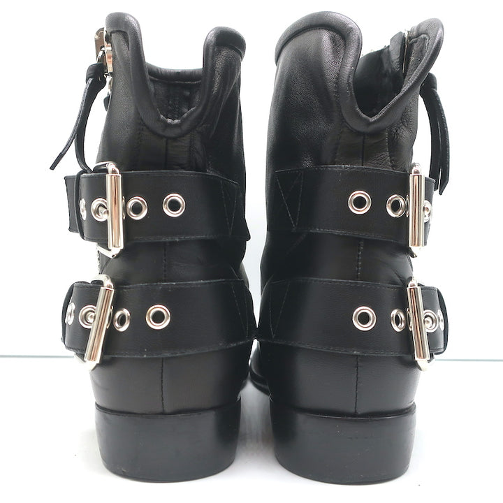 Giuseppe Zanotti Zipper Moto Boots Black Leather Size 39 Flat Ankle Boots