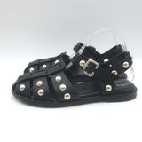 Freda Salvador Sera Fisherman Sandals Black Leather Size 7.5