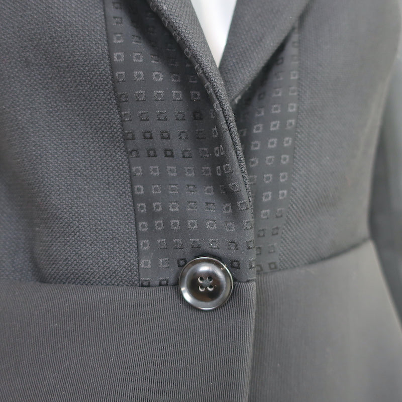 The Row Mixed Media Blazer Black Satin &amp; Pique Size 4 One Button Jacket