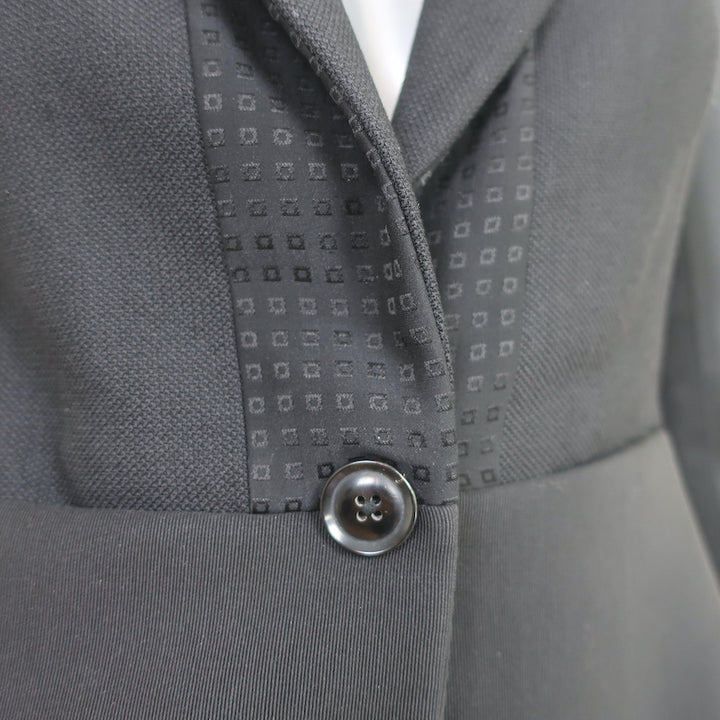The Row Mixed Media Blazer Black Satin &amp; Pique Size 4 One Button Jacket