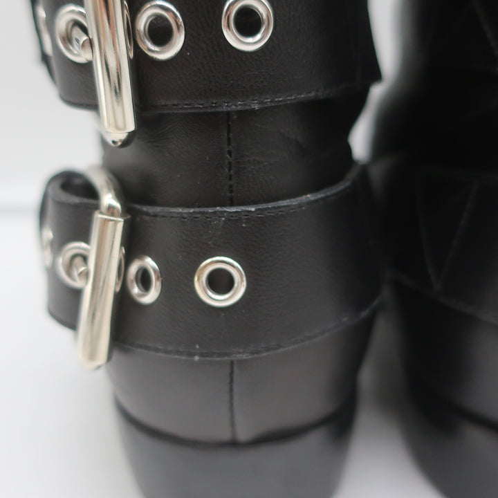 Giuseppe Zanotti Zipper Moto Boots Black Leather Size 39 Flat Ankle Boots
