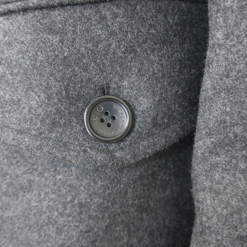 D&amp;G Dolce &amp; Gabbana Hooded Duffle Coat Charcoal Virgin Wool Felt Size 50