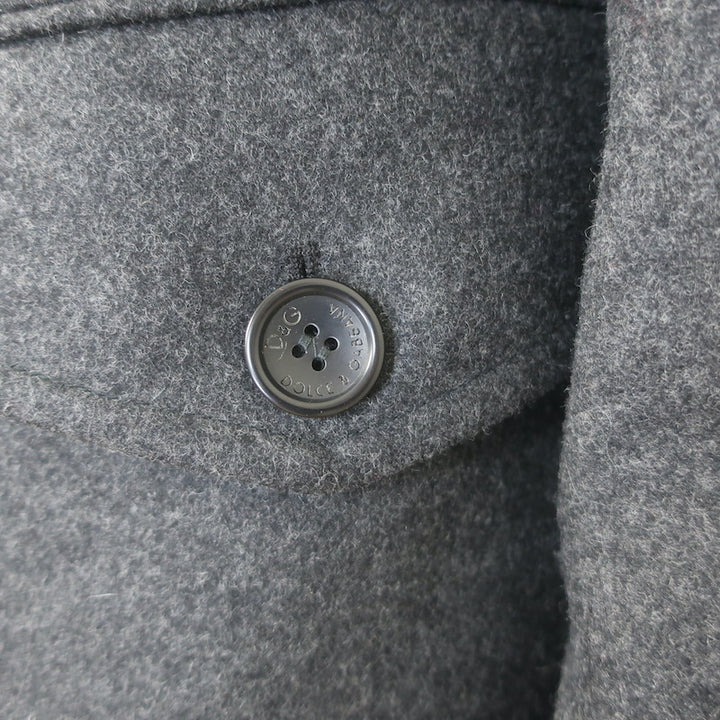 D&amp;G Dolce &amp; Gabbana Hooded Duffle Coat Charcoal Virgin Wool Felt Size 50