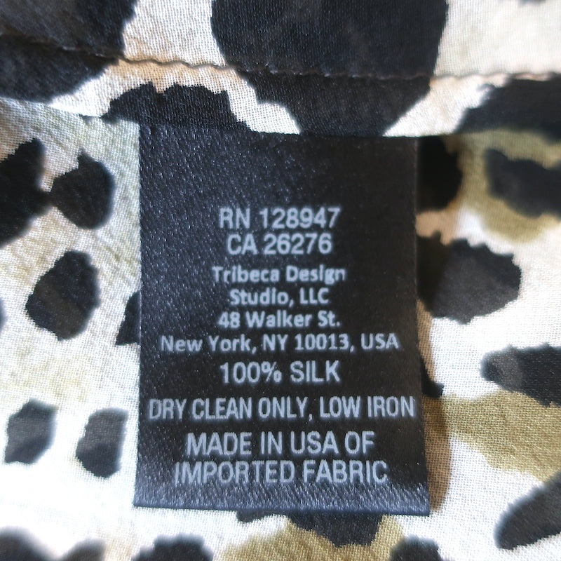 Nili Lotan Leopard Print Silk Blouse Size Medium Long Sleeve Top