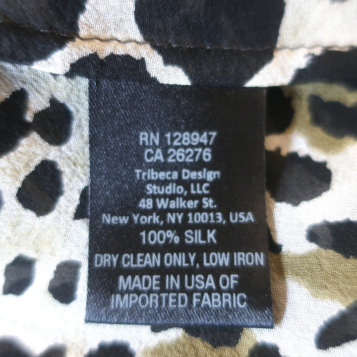 Nili Lotan Leopard Print Silk Blouse Size Medium Long Sleeve Top