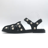 Freda Salvador Sera Fisherman Sandals Black Leather Size 7.5