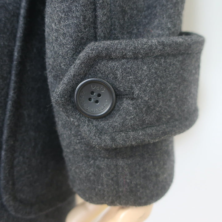 D&amp;G Dolce &amp; Gabbana Hooded Duffle Coat Charcoal Virgin Wool Felt Size 50