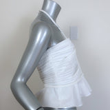 Veronica Beard Arienne Halter Top White Pleated Stretch Cotton Size 8