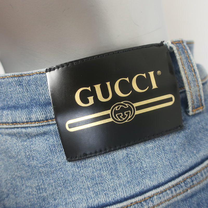 Gucci Horsebit-Embellished High Waist Skinny Jeans Blue Stretch Denim Size 29