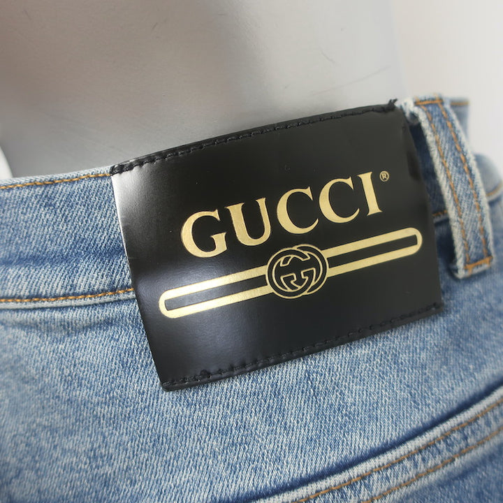 Gucci Horsebit-Embellished High Waist Skinny Jeans Blue Stretch Denim Size 29
