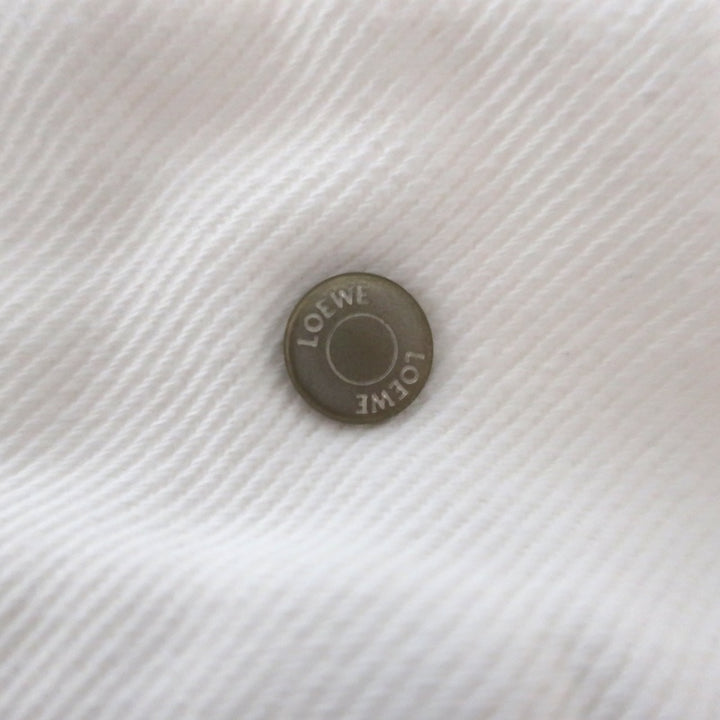 Loewe branded bronze rivet on white denim Sz 36