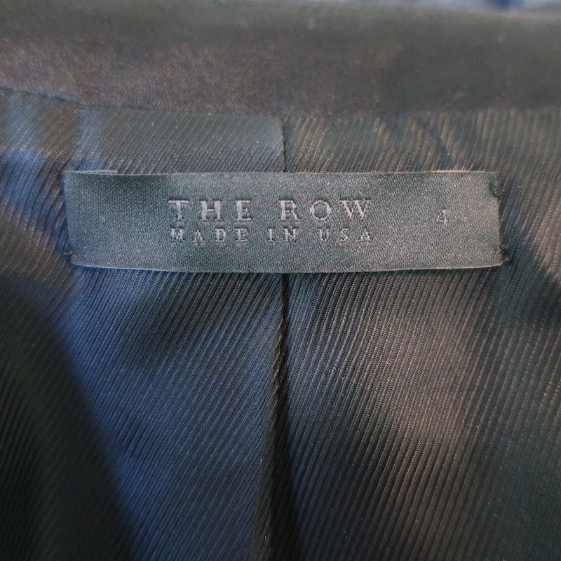 The Row Mixed Media Blazer Black Satin &amp; Pique Size 4 One Button Jacket