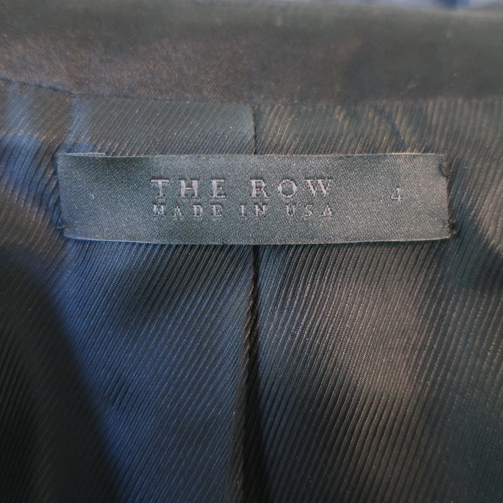 The Row Mixed Media Blazer Black Satin &amp; Pique Size 4 One Button Jacket