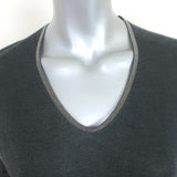 Brunello Cucinelli Monili-Trim Cashmere Sweater Charcoal Size Medium