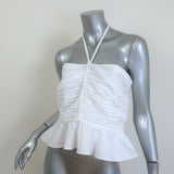 Veronica Beard Arienne Halter Top White Pleated Stretch Cotton Size 8