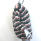 Les Tricots d'O Striped Cardigan Green/Light Pink Mohair-Blend One Size