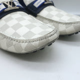 Louis Vuitton Hockenheim Moccasins White Damier Canvas Size 7.5 Driving Loafers
