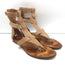 Chloe Gladiator Sandals Beige Grained Leather Size 40 Flat T-Strap Thong