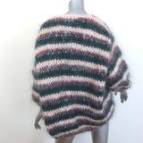 Les Tricots d'O Striped Cardigan Green/Light Pink Mohair-Blend One Size