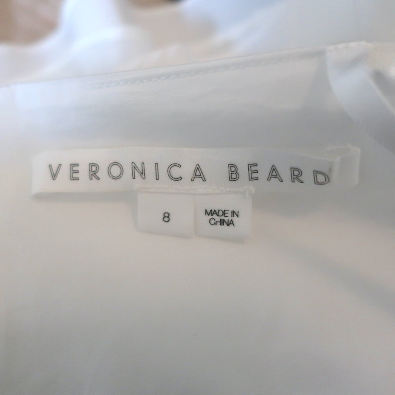 Veronica Beard Arienne Halter Top White Pleated Stretch Cotton Size 8